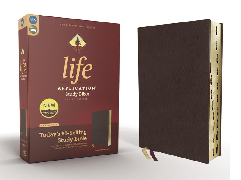 NIV, Life Application Study Bible, Third Edition, Bonded Leather, Burgundy, Red Letter Edition, Thumb Indexed