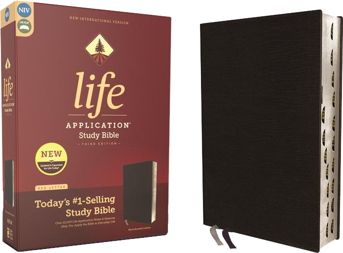 NIV, Life Application Study Bible, Third Edition, Bonded Leather, Black, Red Letter Edition, Thumb Indexed