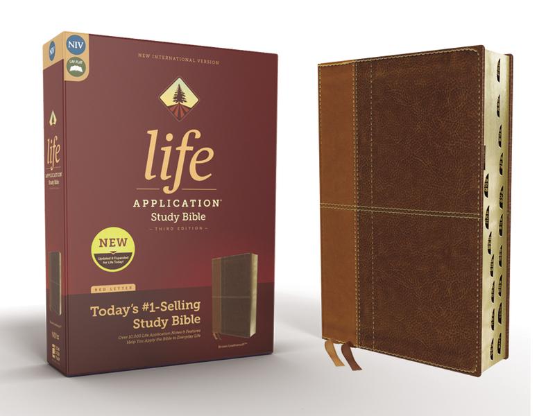 NIV, Life Application Study Bible, Third Edition, Leathersoft, Brown, Red Letter Edition, Thumb Indexed