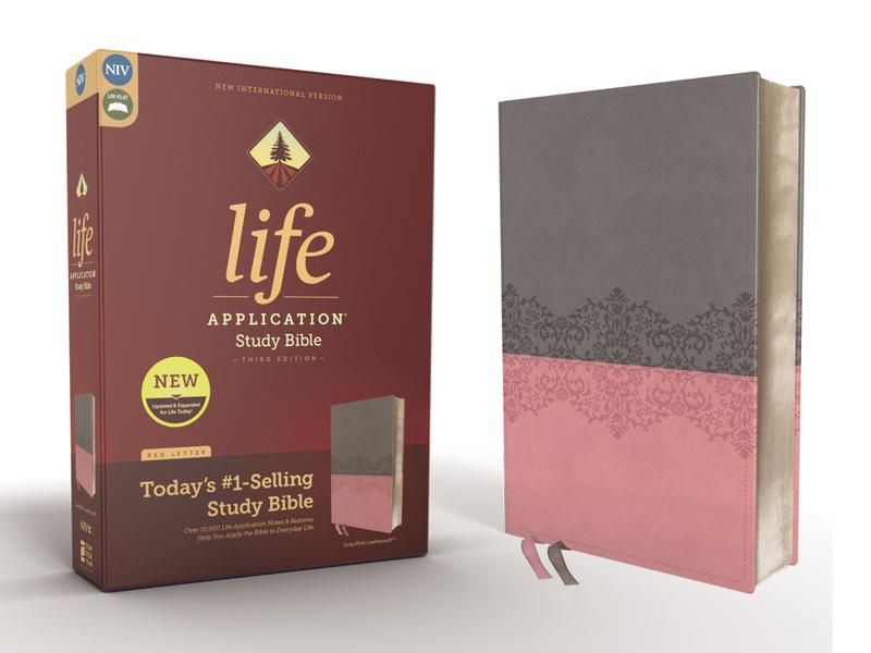NIV, Life Application Study Bible, Third Edition, Leathersoft, Gray/Pink, Red Letter Edition